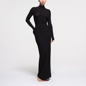 SKIMS Black Long Sleeve Maxi Dress
